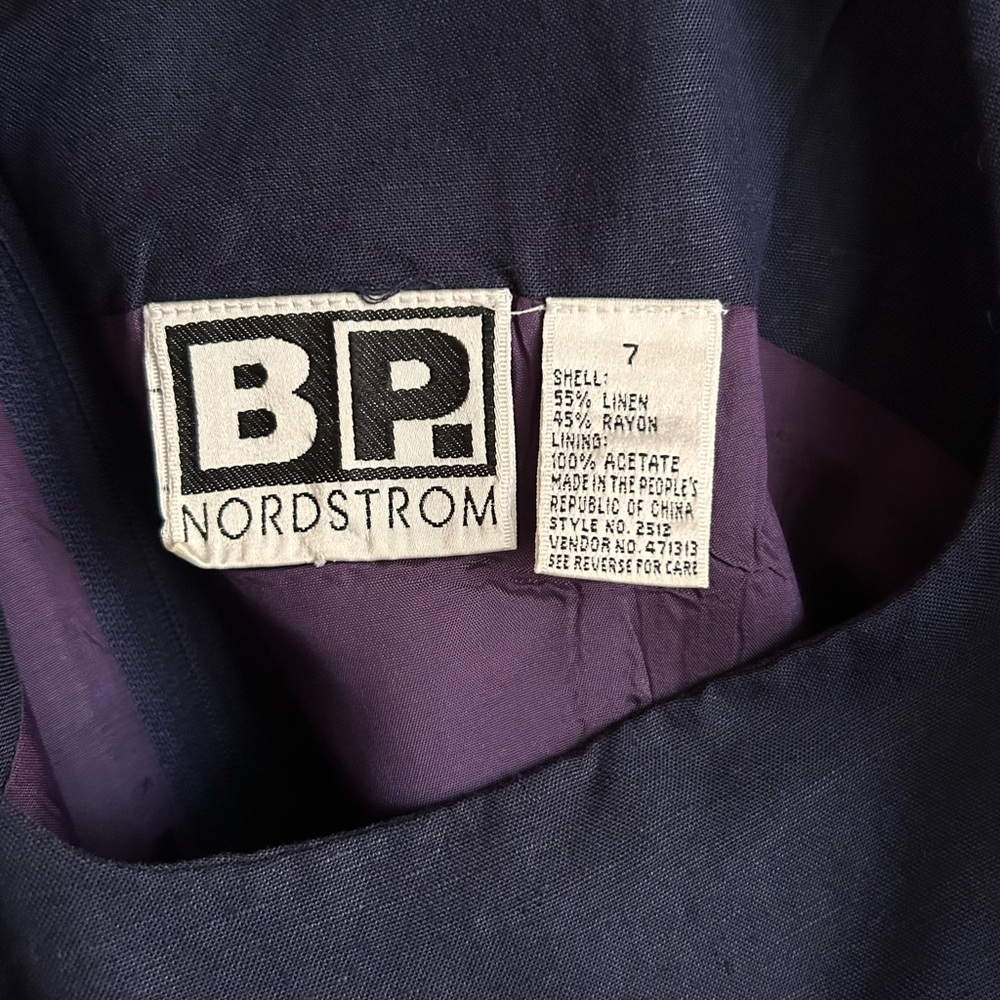 BP Nordstrom Linen Blend Navy Blue Sheath Dress Sz 7